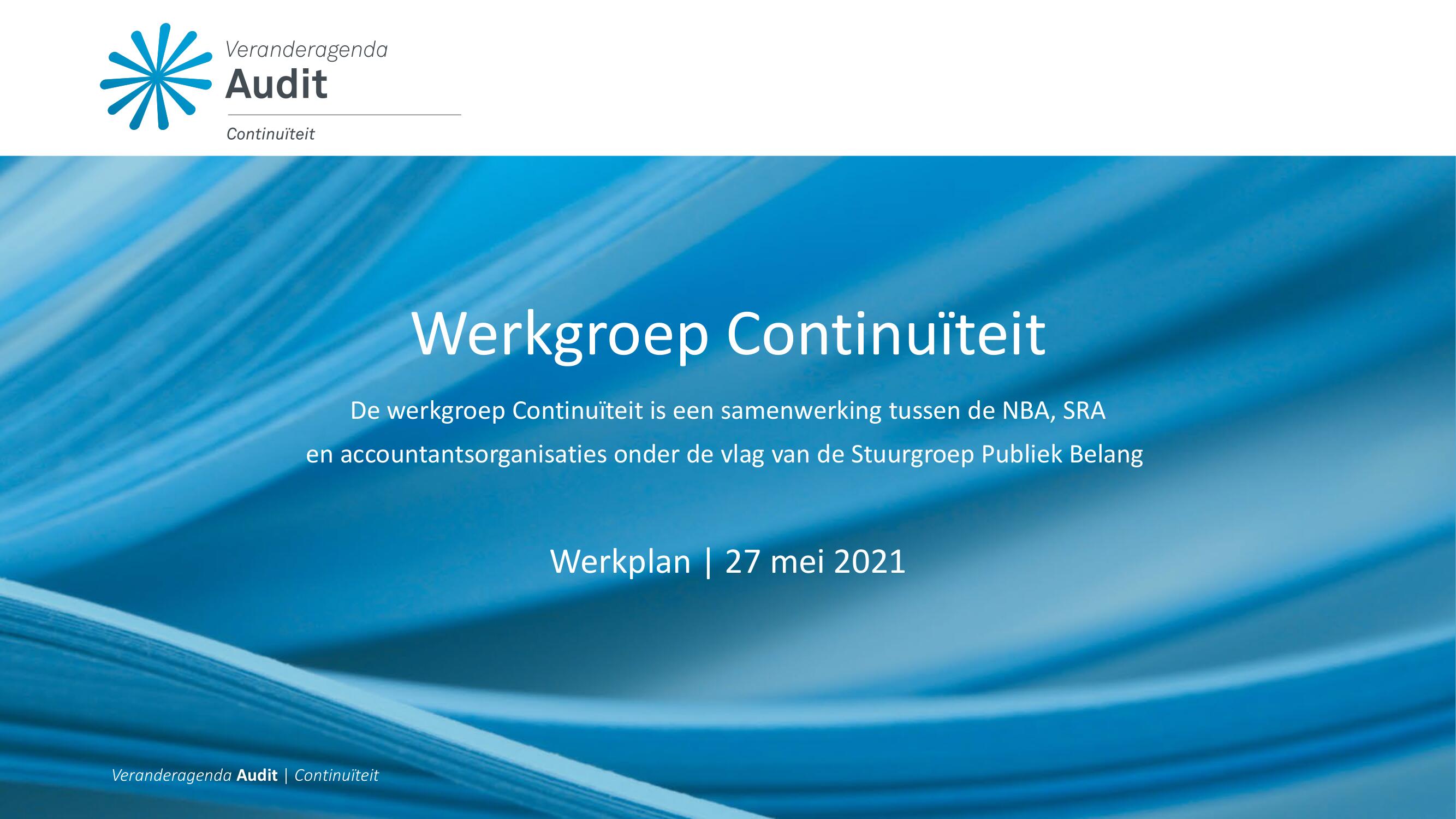 Werkplan Werkgroep Continuïteit